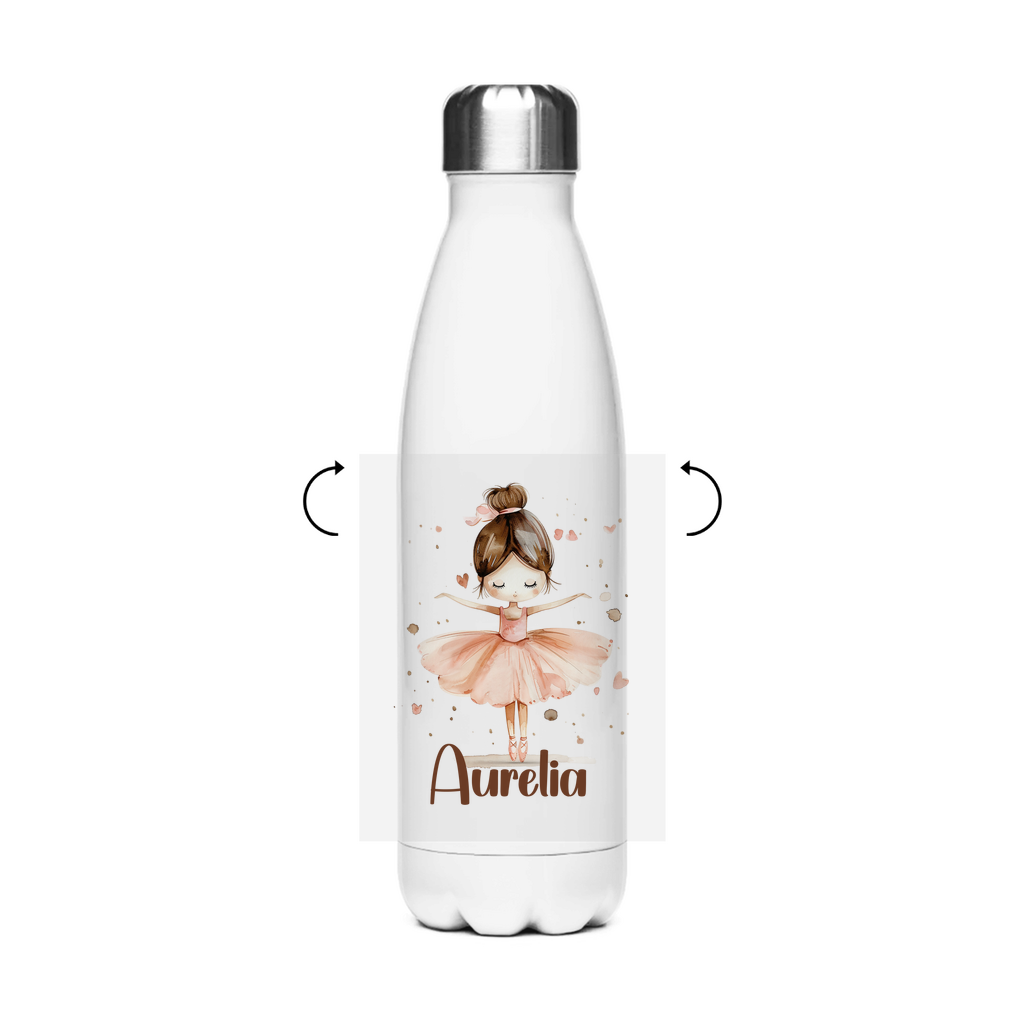 Thermo Trinkflasche Edelstahl 500 ml für Kinder mit Ballerina Motiv – auslaufsicher & personalisiert