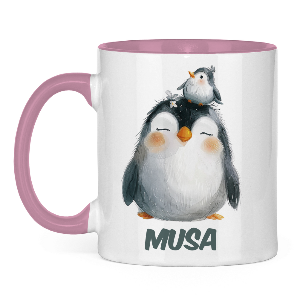 Kindertasse personalisiert – Keramiktasse mit bunten Tieren und Namen