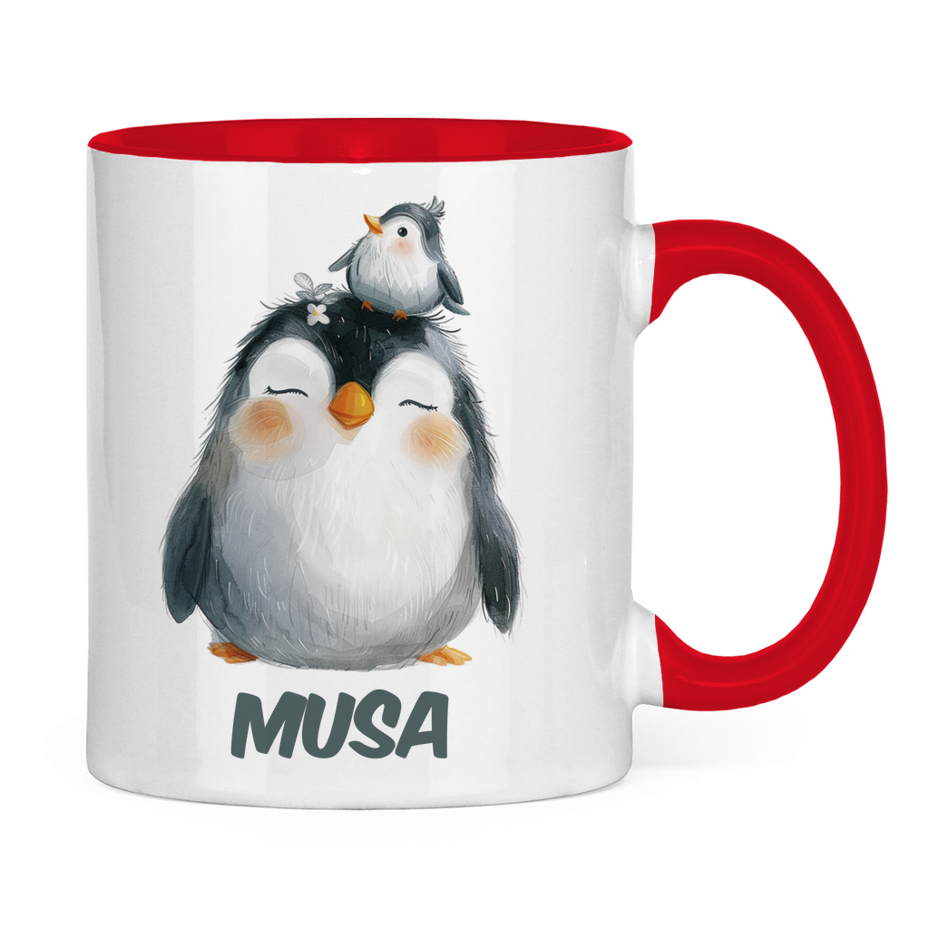 Kindertasse personalisiert – Keramiktasse mit bunten Tieren und Namen