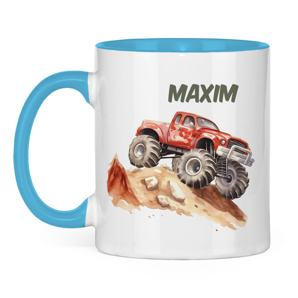 Kindertasse personalisiert – Keramiktasse mit Auto oder Rennwagen und Namen