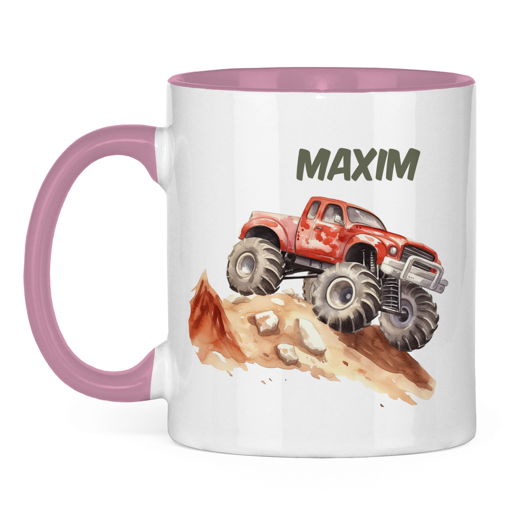 Kindertasse personalisiert – Keramiktasse mit Auto oder Rennwagen und Namen