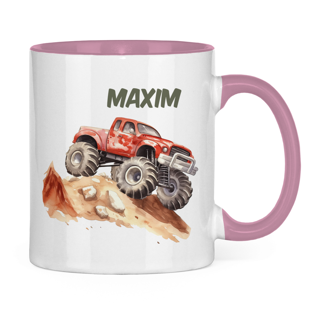 Kindertasse personalisiert – Keramiktasse mit Auto oder Rennwagen und Namen