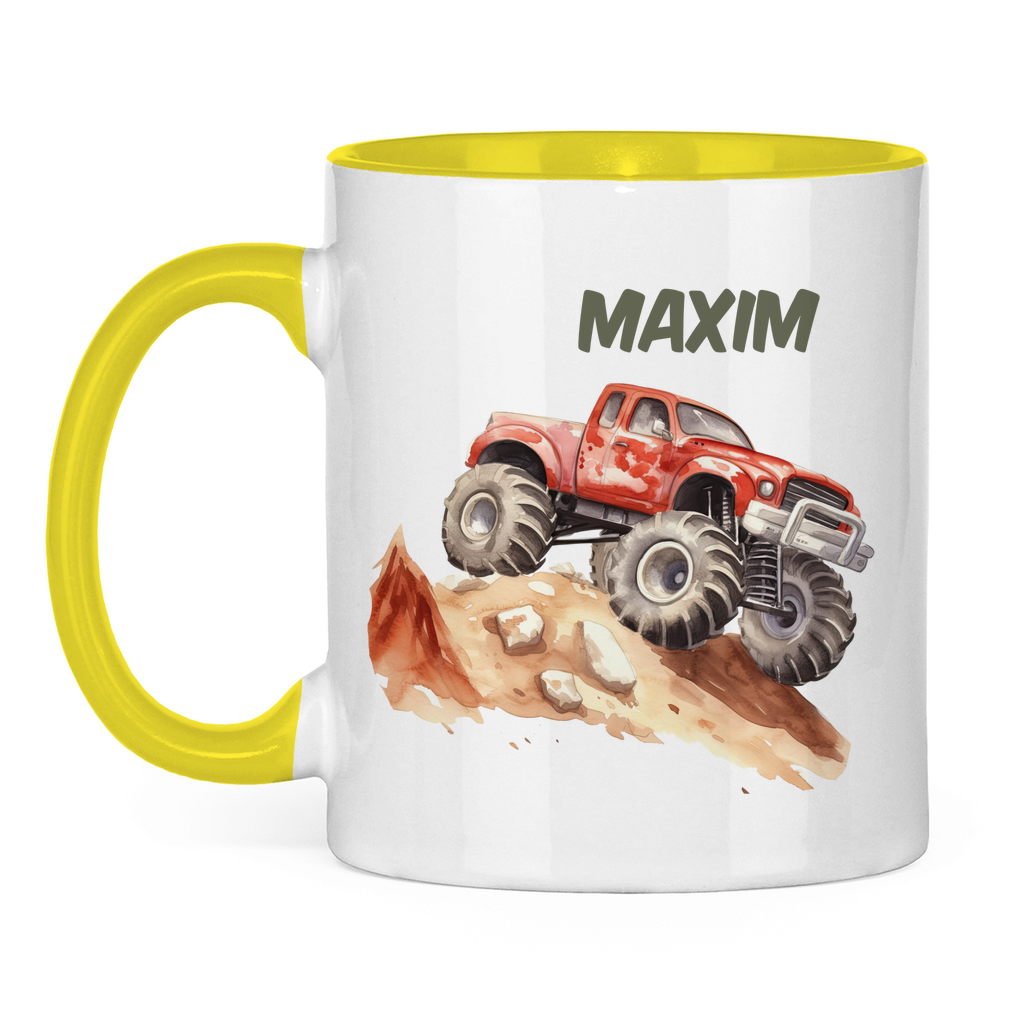 Kindertasse personalisiert – Keramiktasse mit Auto oder Rennwagen und Namen