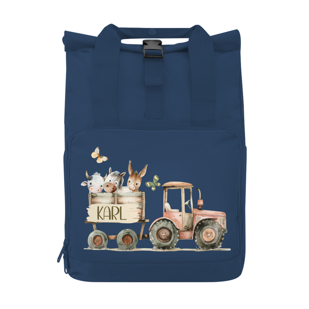 Kinderrucksack Bauernhof personalisiert – recycelt & leicht