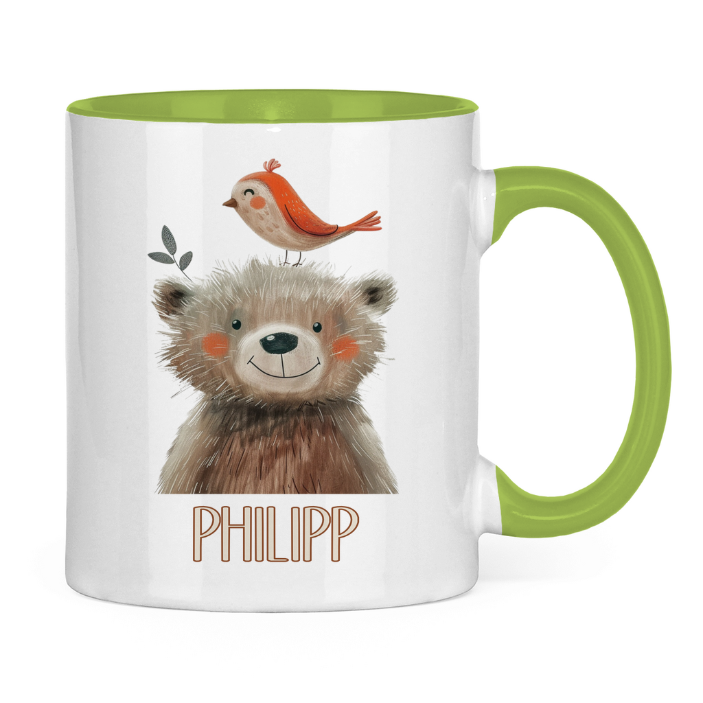 Kindertasse personalisiert – Keramiktasse mit Tieren und Namen