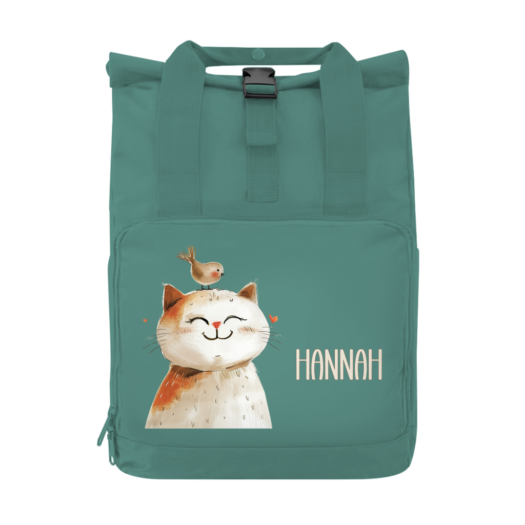 Kinderrucksack Tiere beige personalisiert – leicht & recycelt