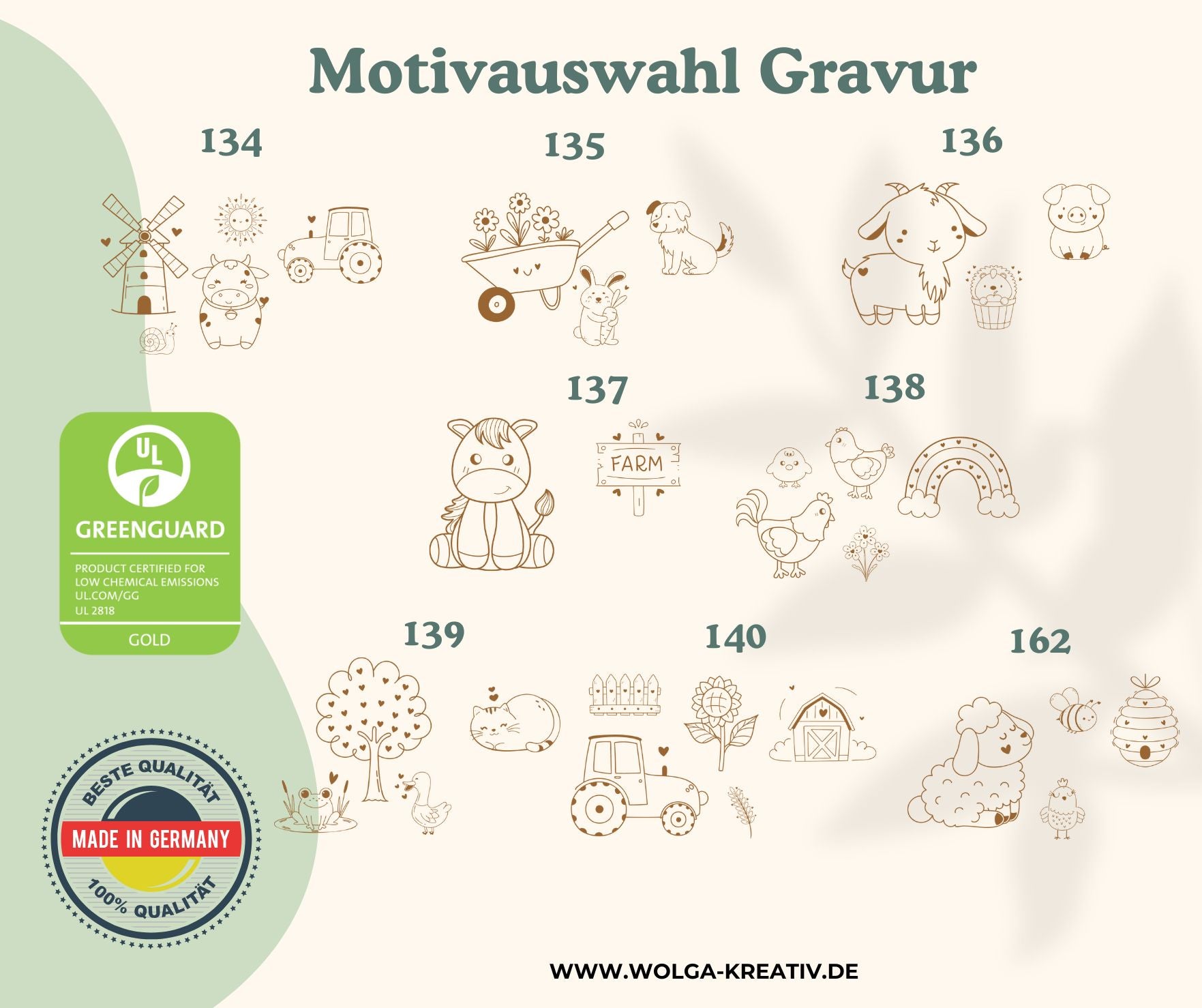 Personalisiertes Holzbrettchen Kinder – Bauernhof Motiv mit Gravur (Kuh, Pferd, Schaf, Dorf)