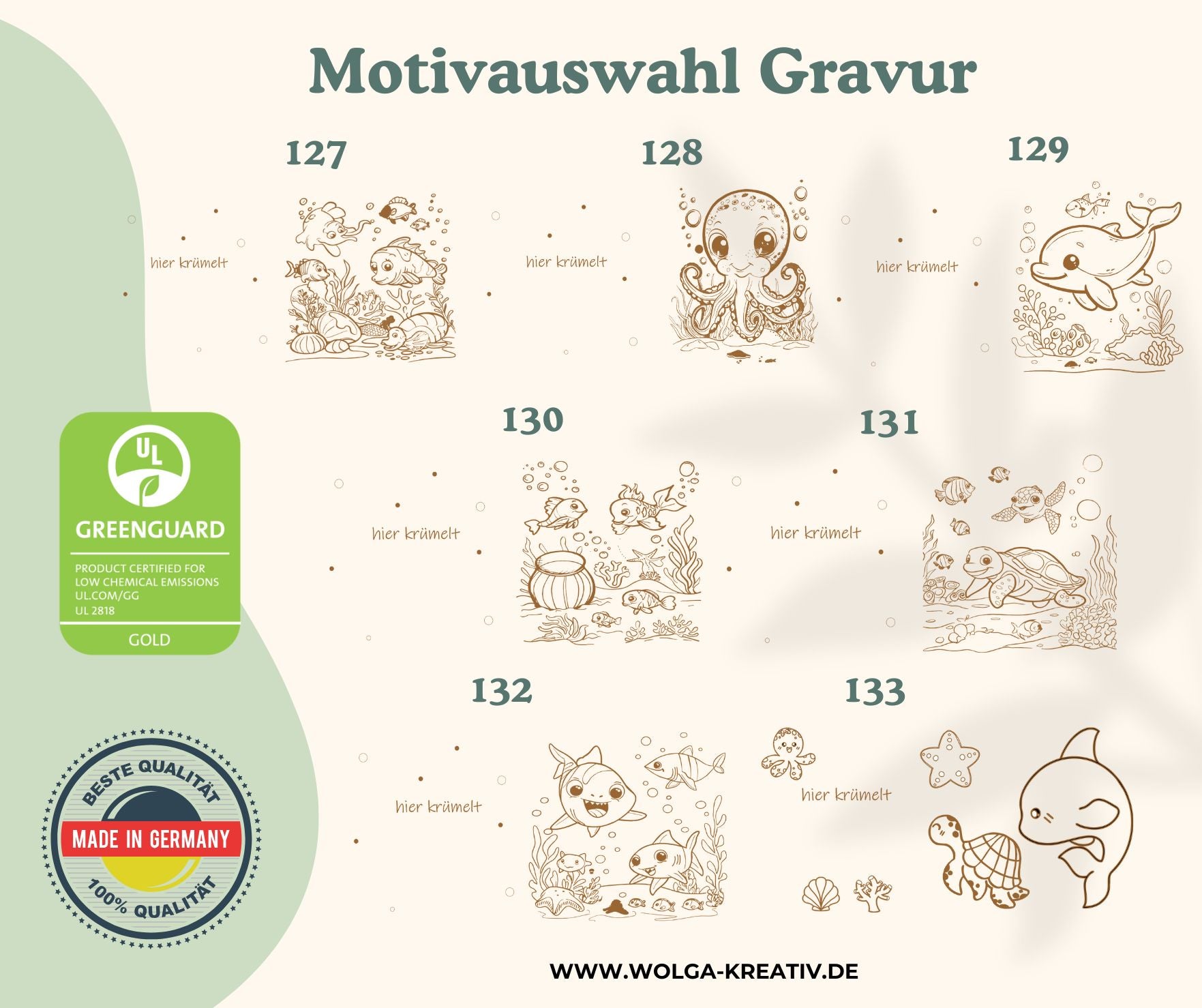 Personalisiertes Frühstücksbrettchen Kinder – Unterwasserwelt Gravur (Fische, Hai, Oktopus & Meeresschildkröte)