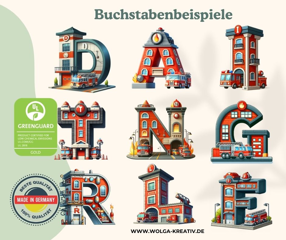 Detailansicht von Feuerwehrauto Motiv auf Metalltasse