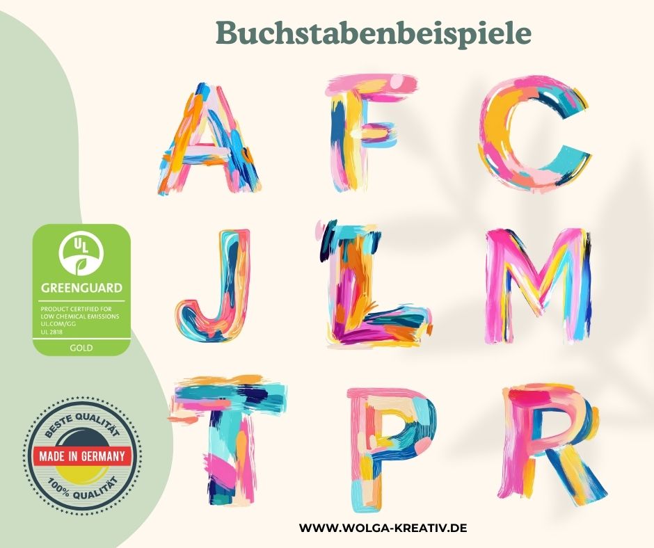 Wasserflasche für Kinder mit Strohhalm im farbenfrohen Ölmalerei Buchstaben Design mit Namen