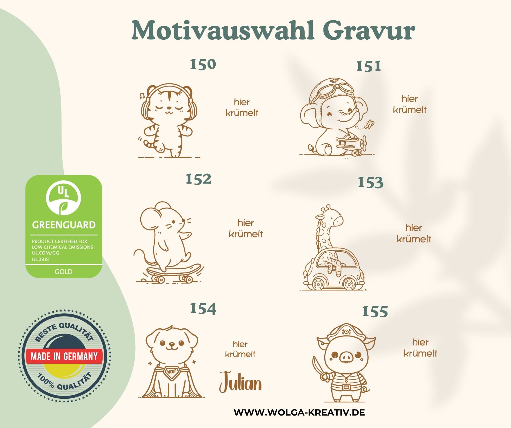 Personalisiertes Frühstücksbrettchen Kinder – Lustige Tiermotive mit Gravur (Elefant, Katze, Maus, Giraffe & Hund)
