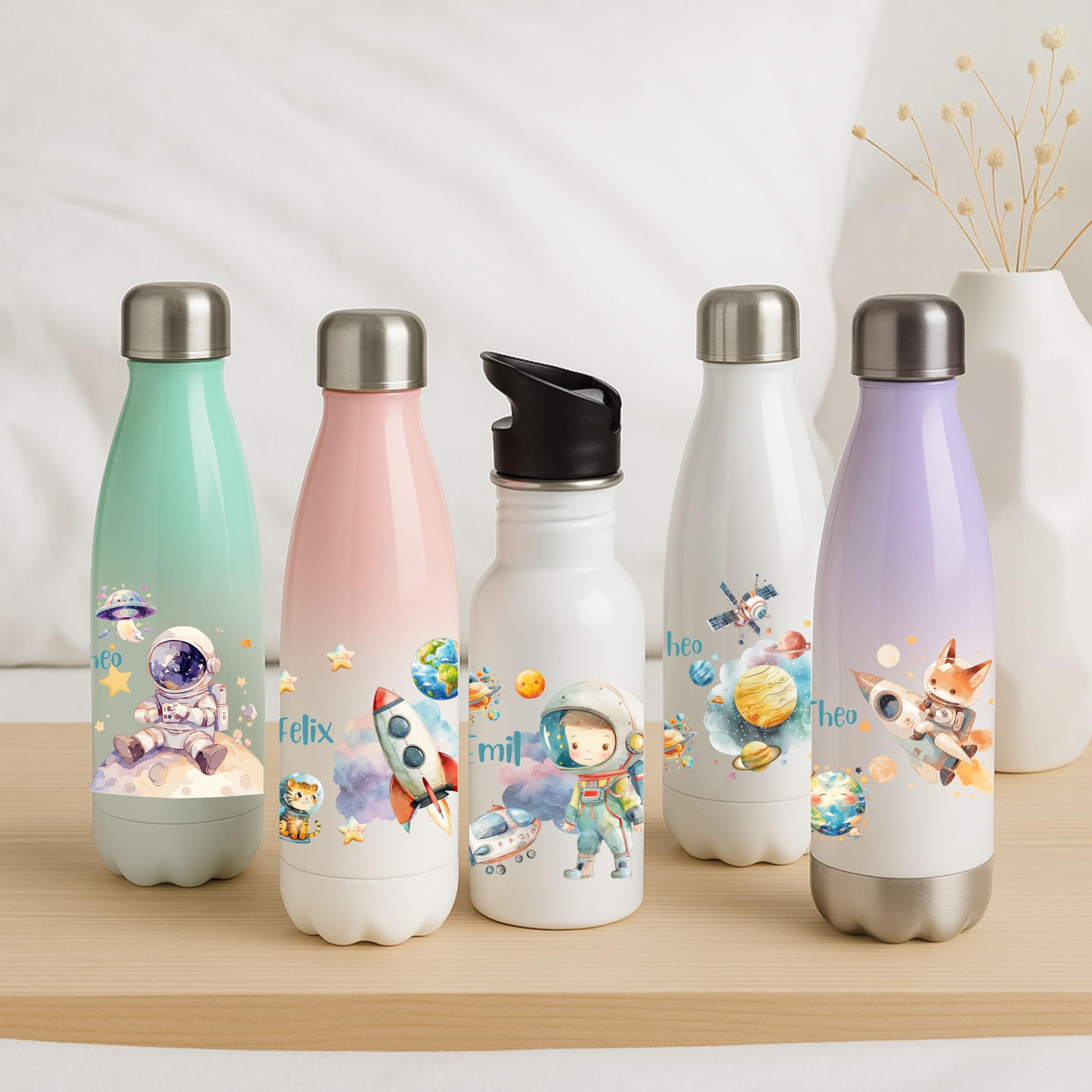 Thermo Trinkflasche für Kinder – Weltall Motiv