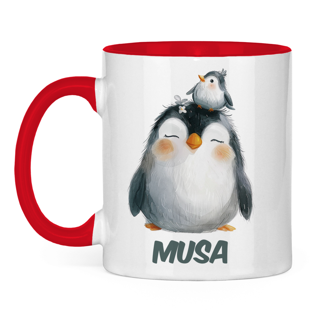 Kindertasse personalisiert – Keramiktasse mit bunten Tieren und Namen