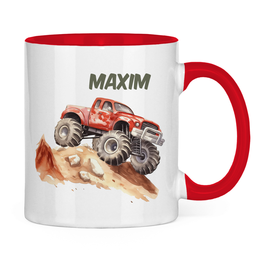 Kindertasse personalisiert – Keramiktasse mit Auto oder Rennwagen und Namen