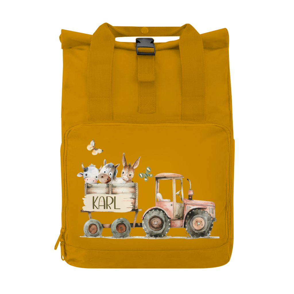Kinderrucksack Bauernhof personalisiert – recycelt & leicht