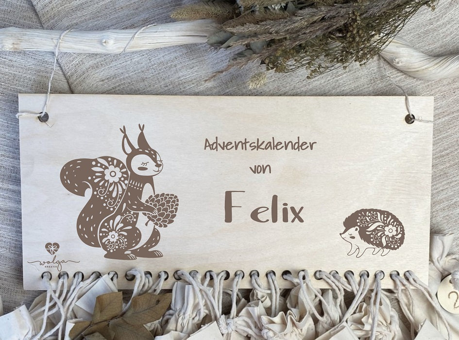 Personalisierter Adventskalender für Groß und Klein Eichhörnchen