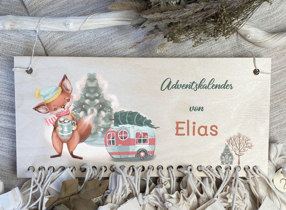 Der personalisierte Stoffbeutel-Kalender Fuchs