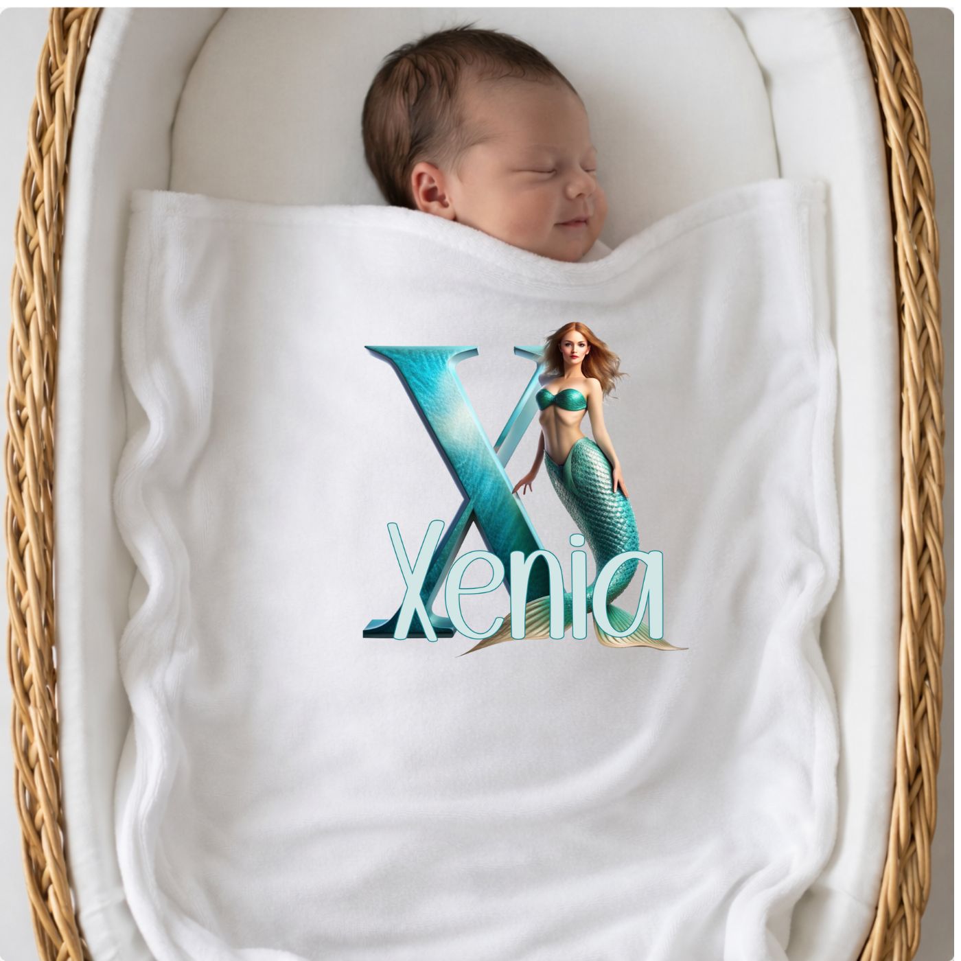 Babydecke personalisiert mit Meerjungfrau Design als kuschelige Decke für Babys