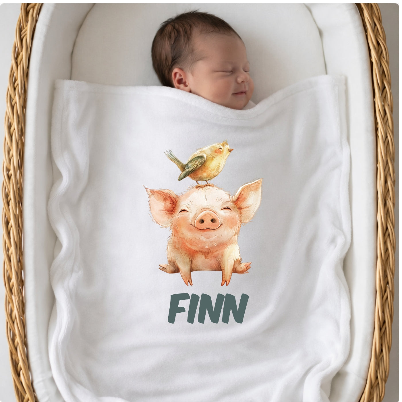 Personalisierte Babydecke mit Namen Tiere bunt Kuscheldecke