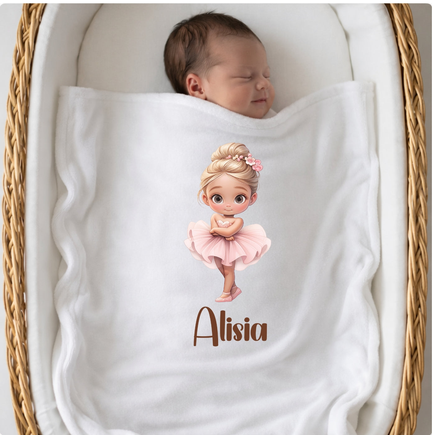 Personalisierte Babydecke mit Namen – Kuscheldecke Ballerina extra weich