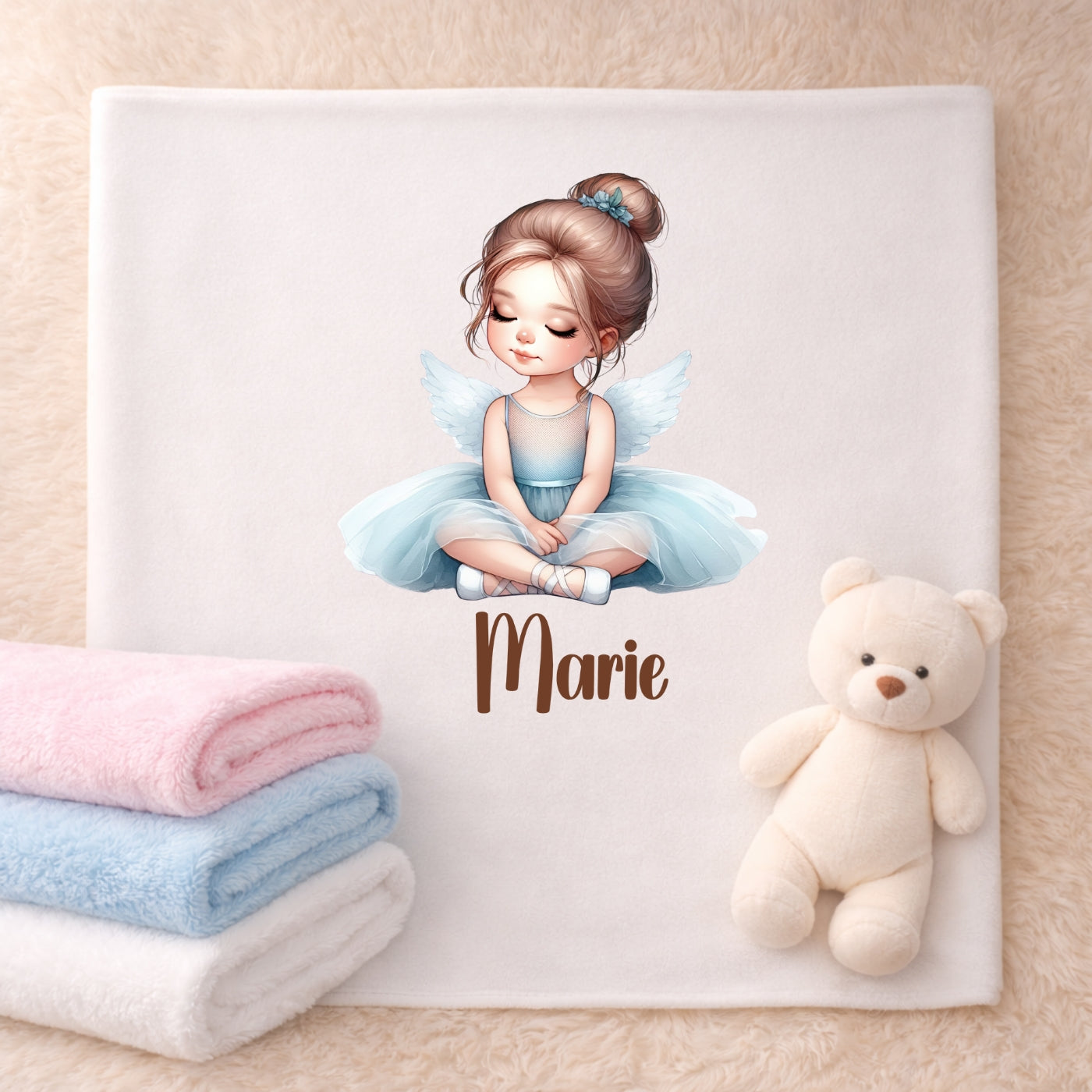 Personalisierte Babydecke mit Namen – Kuscheldecke Ballerina extra weich