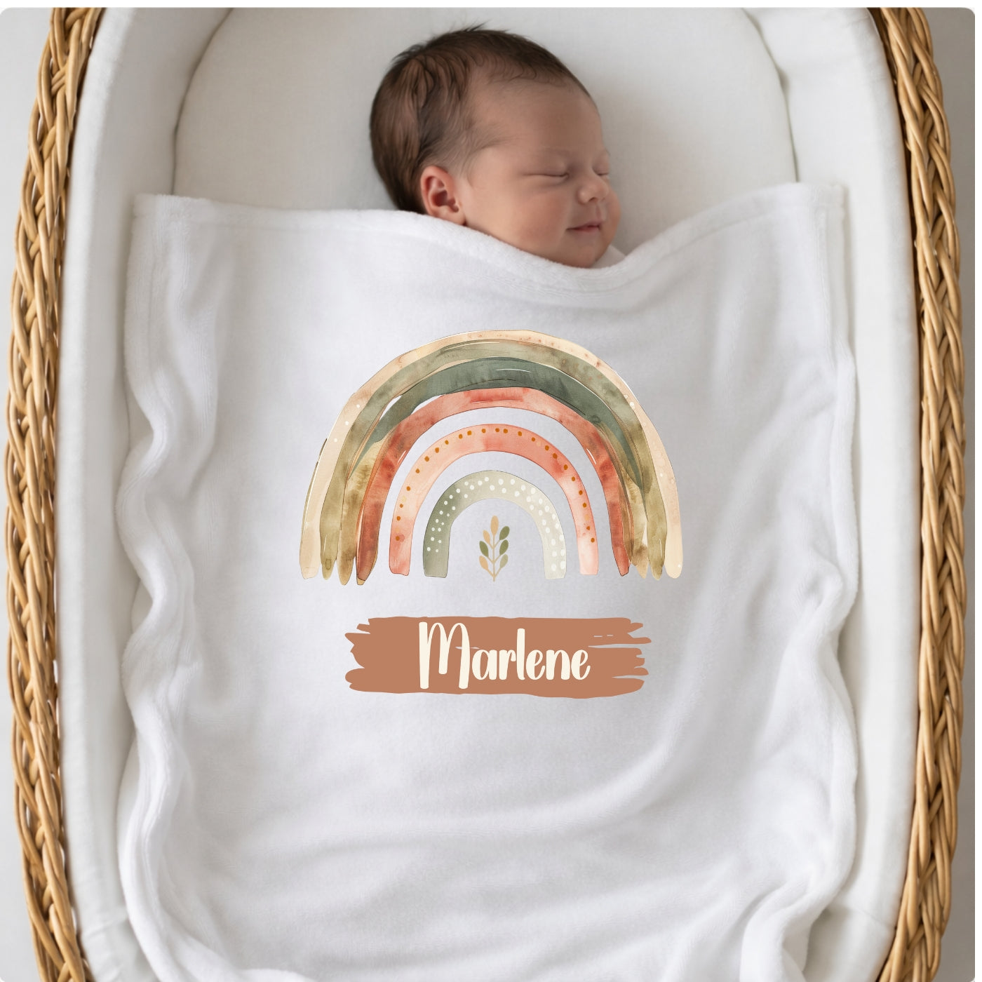 Personalisierte Babydecke mit Namen Regenbogen Kuscheldecke
