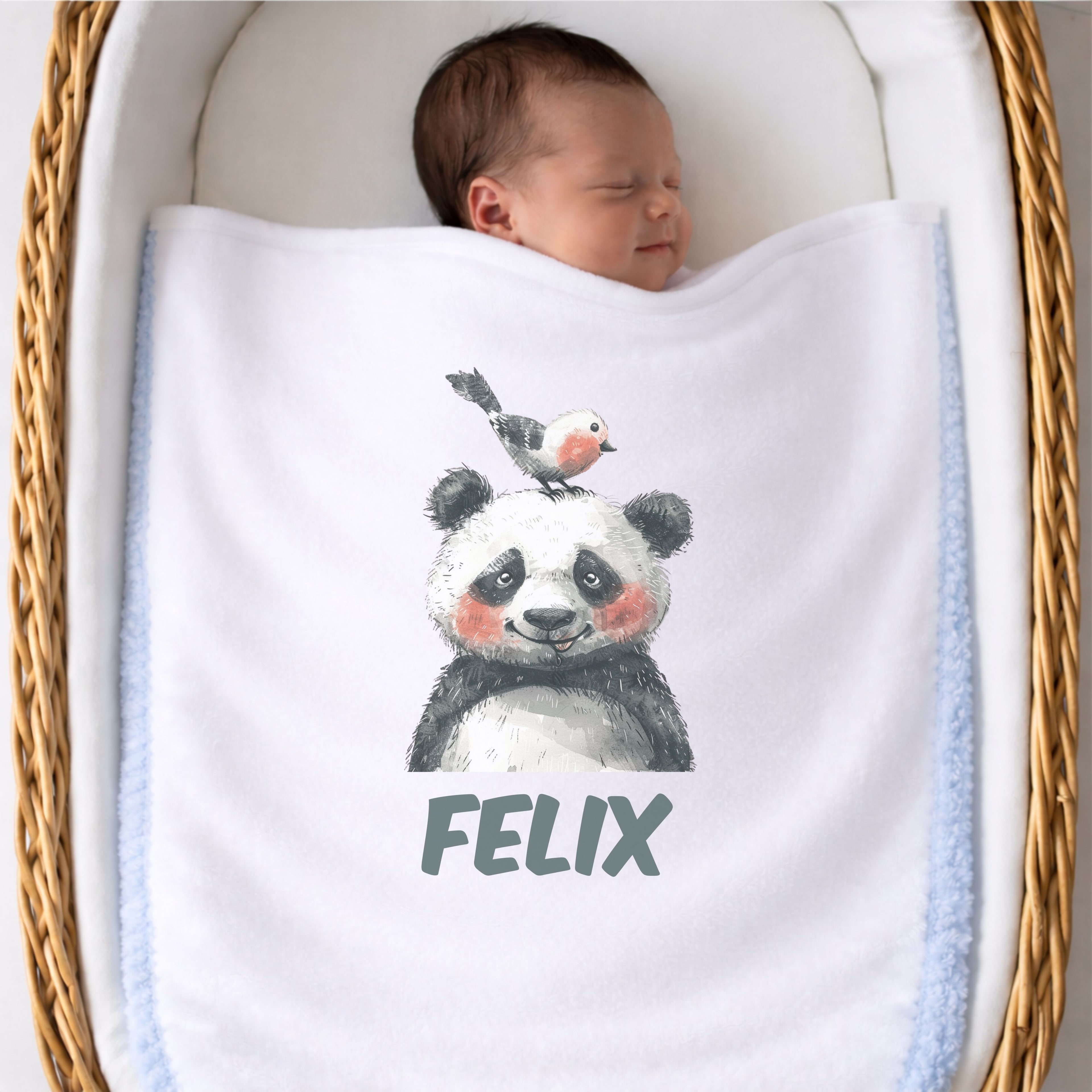 Kuscheldecke Baby Tiere bunt Design personalisiert mit Namen ideales Geschenk zur Geburt