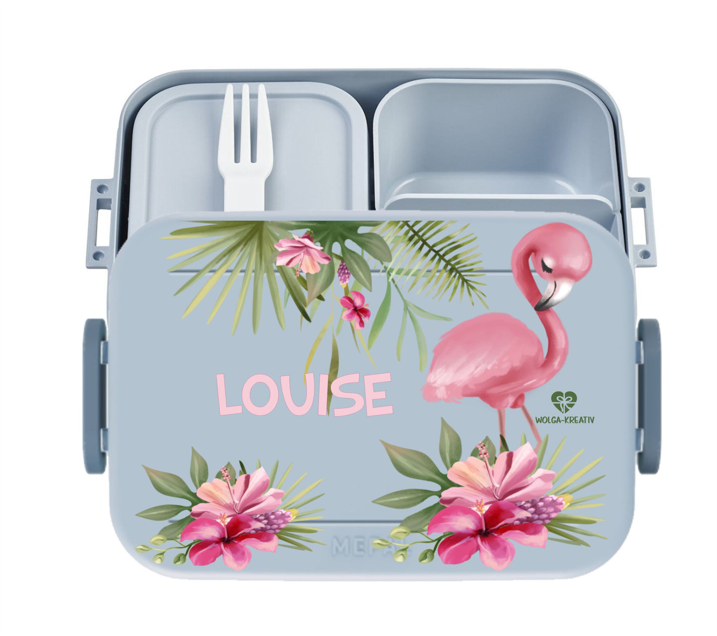 Brotdose Flamingo Blumen personalisiert