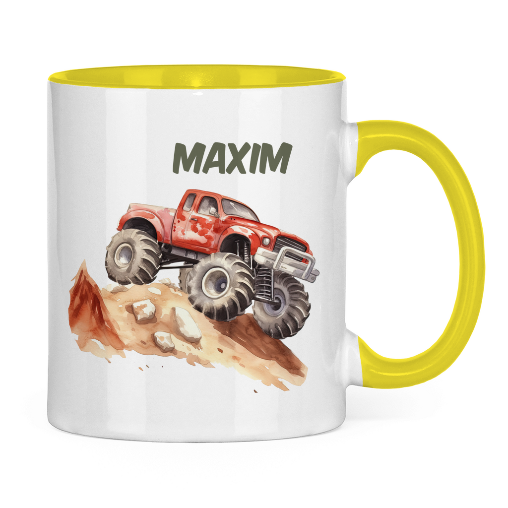 Kindertasse personalisiert – Keramiktasse mit Auto oder Rennwagen und Namen