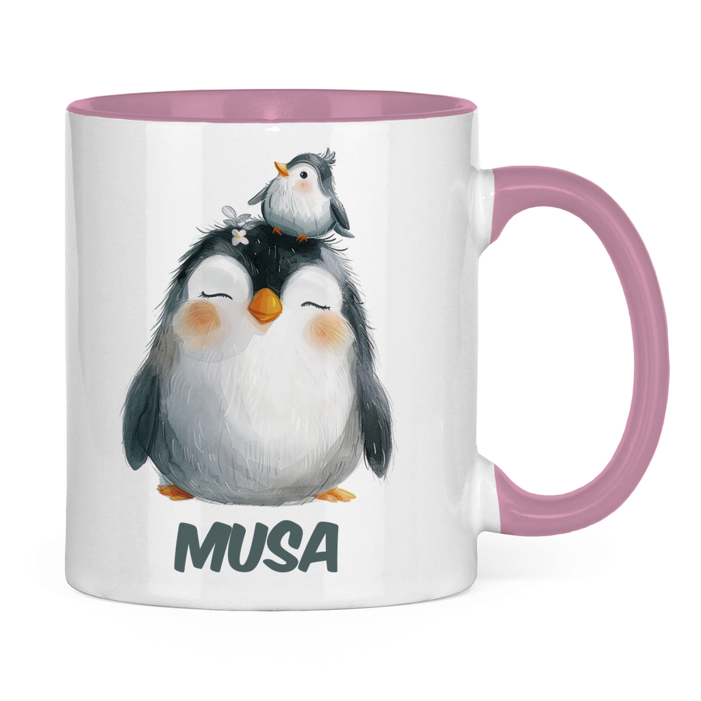 Kindertasse personalisiert – Keramiktasse mit bunten Tieren und Namen