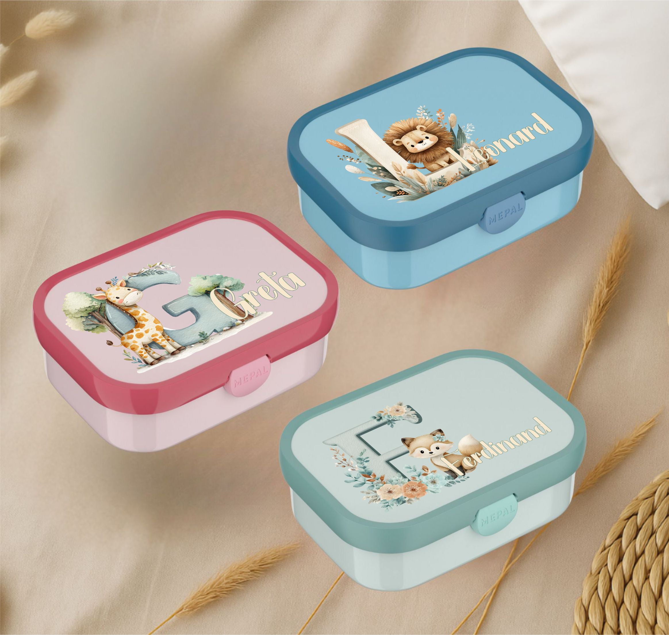 Personalisierte Mepal Campus Brotdose mit Namen Tiere Motiv