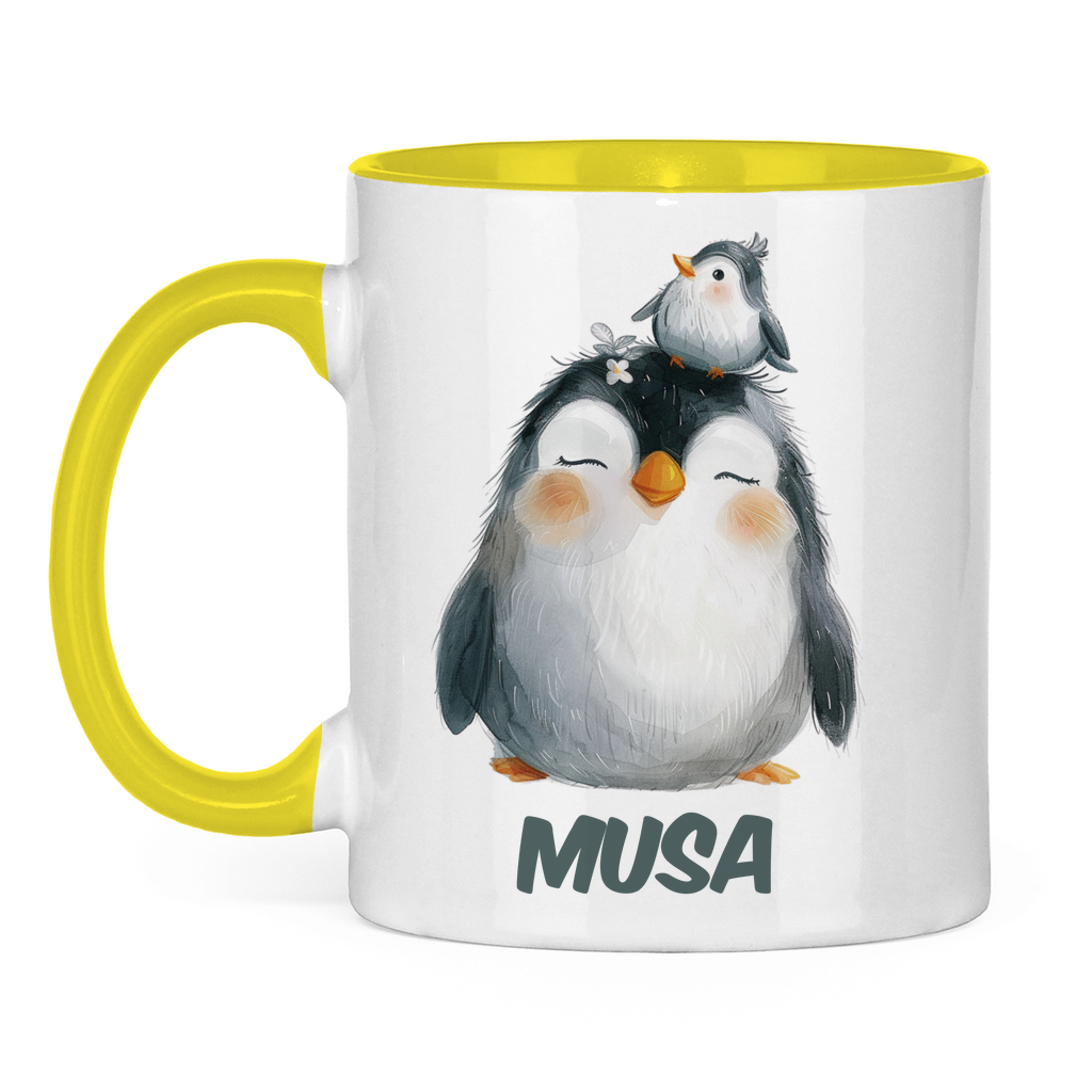 Kindertasse personalisiert – Keramiktasse mit bunten Tieren und Namen