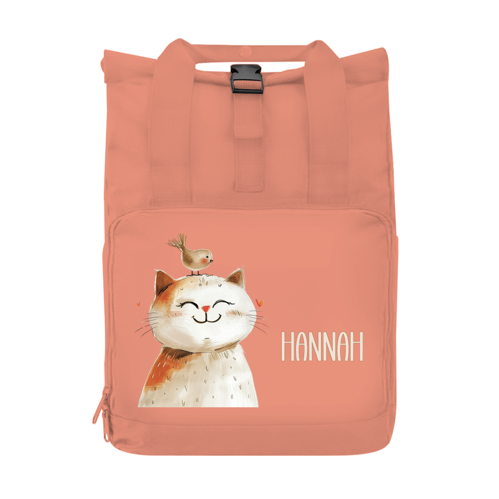 Kinderrucksack Tiere beige personalisiert – leicht & recycelt