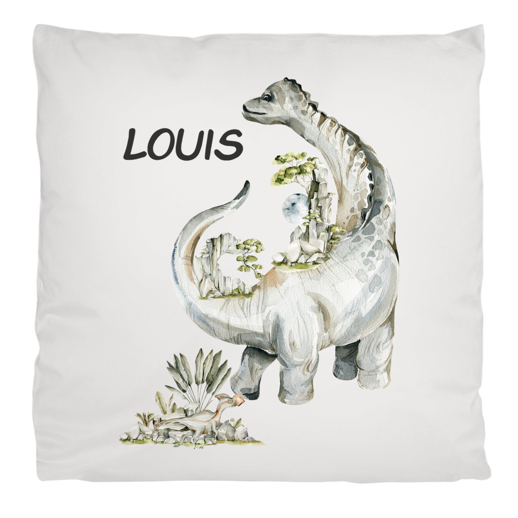Personalisiertes Kinderkissen mit Dinosauriern und Namen – 40x40 cm, flauschig & weich für Dino-Fans