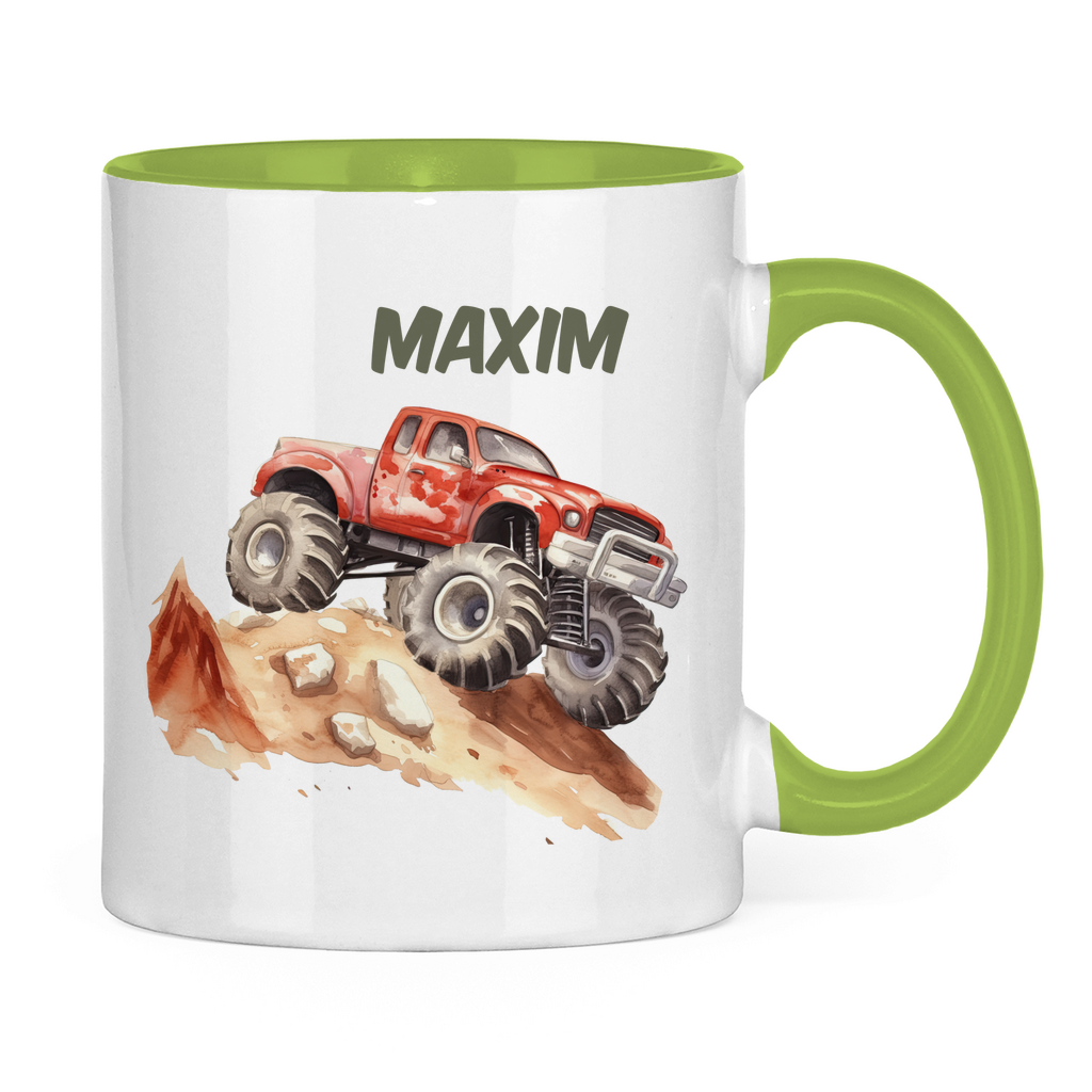 Kindertasse personalisiert – Keramiktasse mit Auto oder Rennwagen und Namen