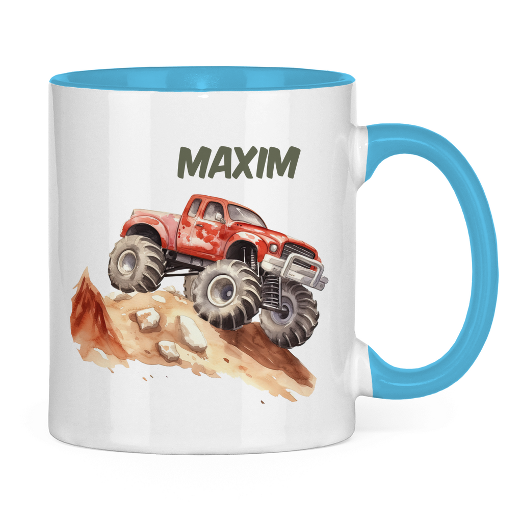 Kindertasse personalisiert – Keramiktasse mit Auto oder Rennwagen und Namen