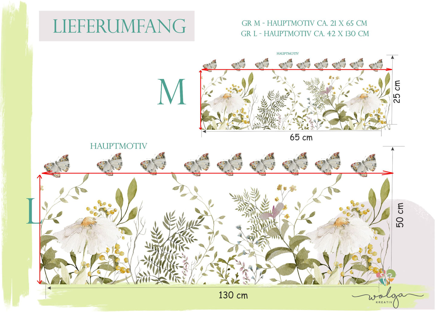 Fensteraufkleber Wiesenblumen Schmetterlinge