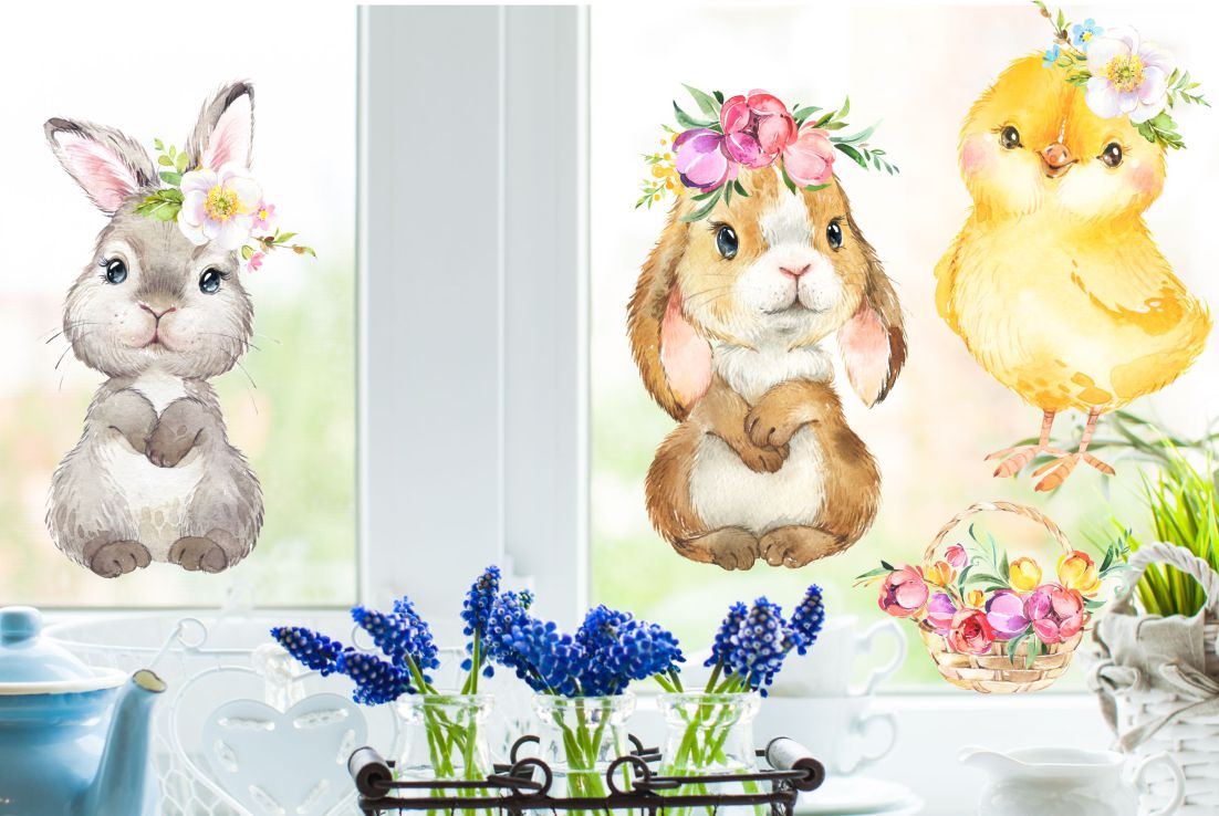 fensterbild hase kücken wolga-kreativ