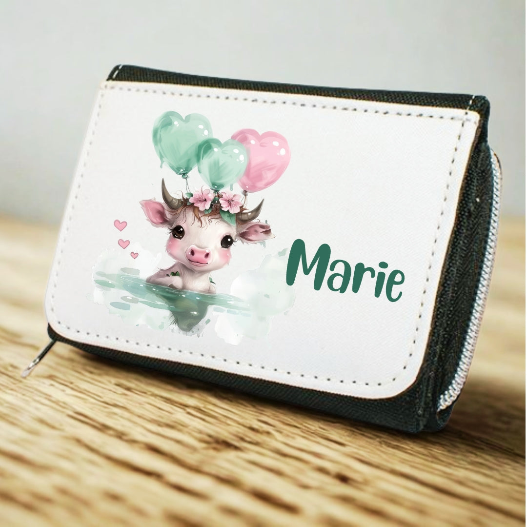 Kinder Geldbeutel Tiere mit Ballon personalisiert – Katze, Panda & Co.