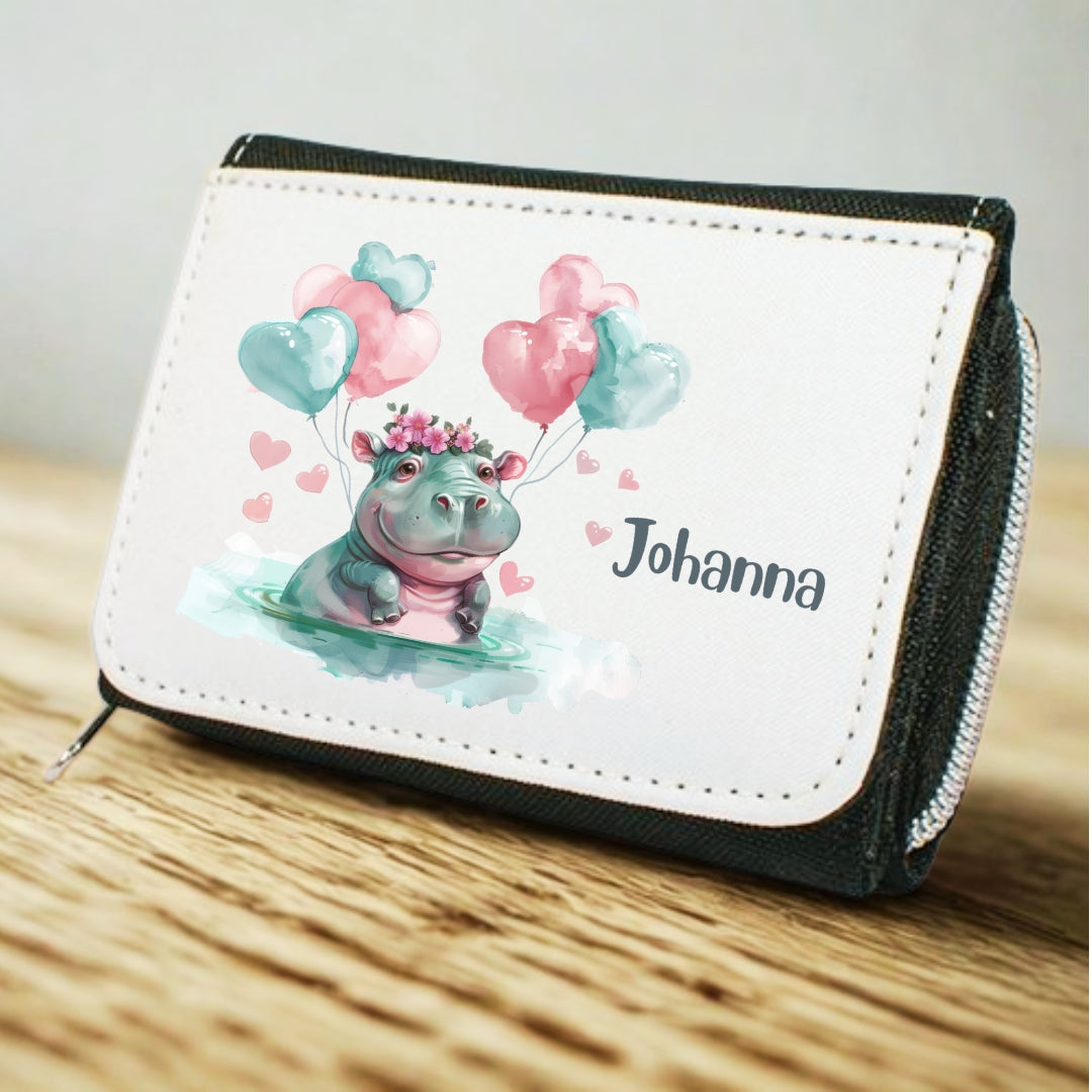 Kinder Geldbeutel Tiere mit Ballon personalisiert – Katze, Panda & Co.