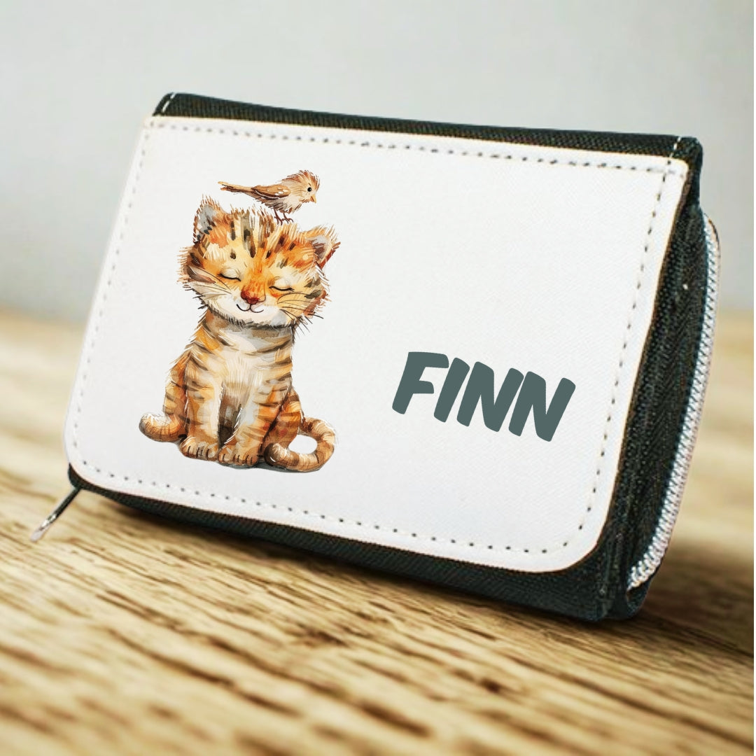Kinder Geldbeutel Tiere personalisiert – Pinguin, Panda, Tiger & Zebra