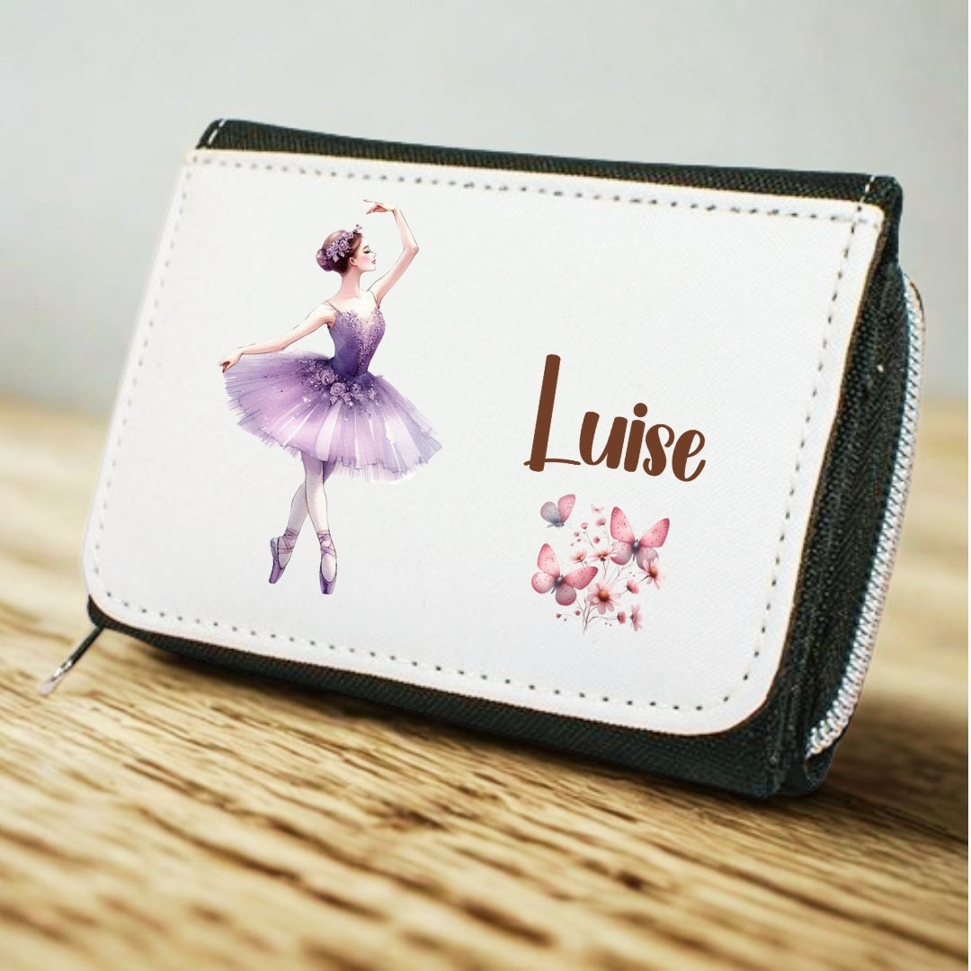 Kinder Portemonnaie Ballerina personalisiert mit Namen – Geschenk Mädchen