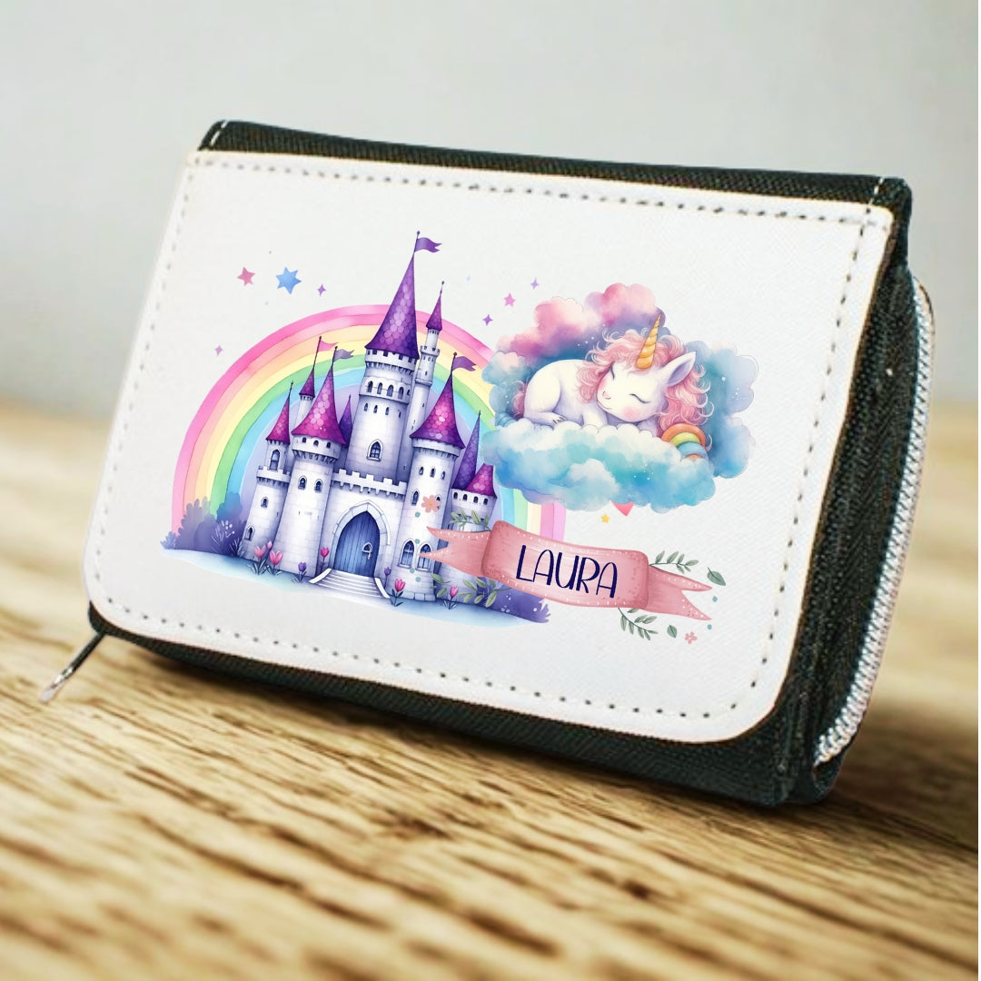 Kinder Geldbeutel Einhorn personalisiert mit Namen – Portemonnaie Mädchen