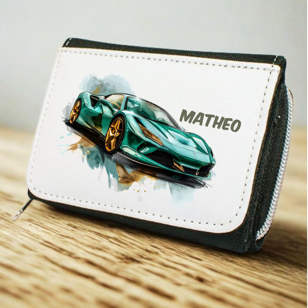 Kinder Geldbeutel Auto personalisiert mit Namen – Portemonnaie Jungen