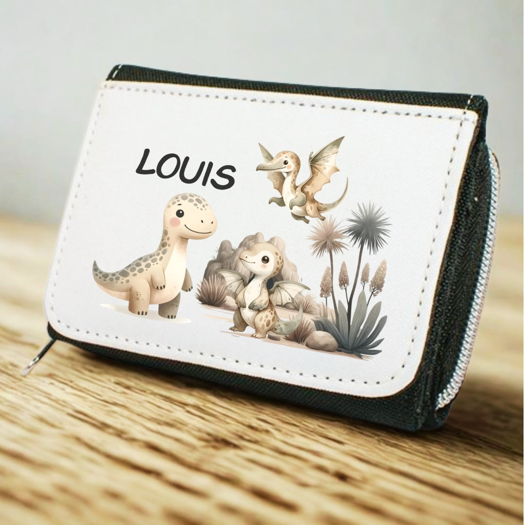 Kinder Geldbeutel Dino personalisiert mit Namen – Portemonnaie Jungen