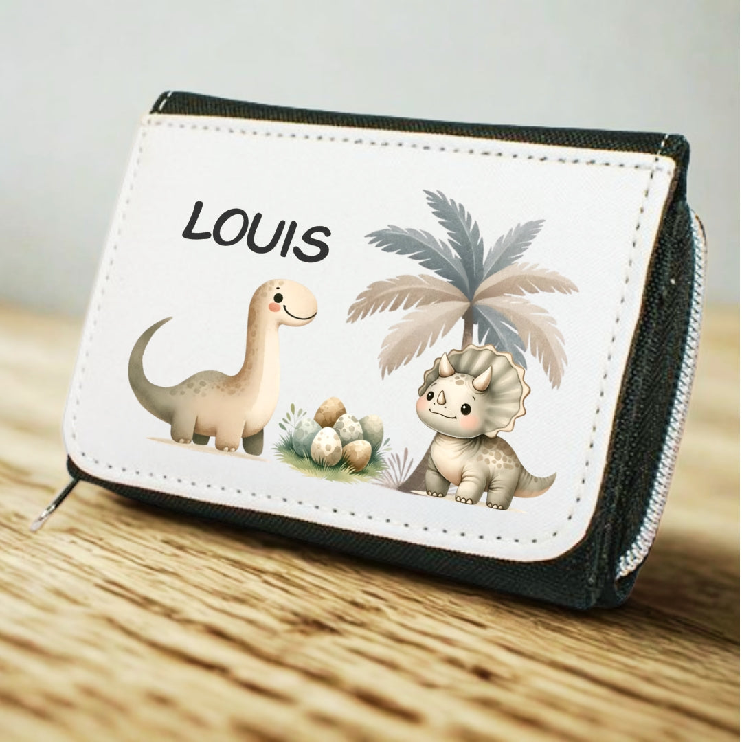 Kinder Geldbeutel Dino personalisiert mit Namen – Portemonnaie Jungen