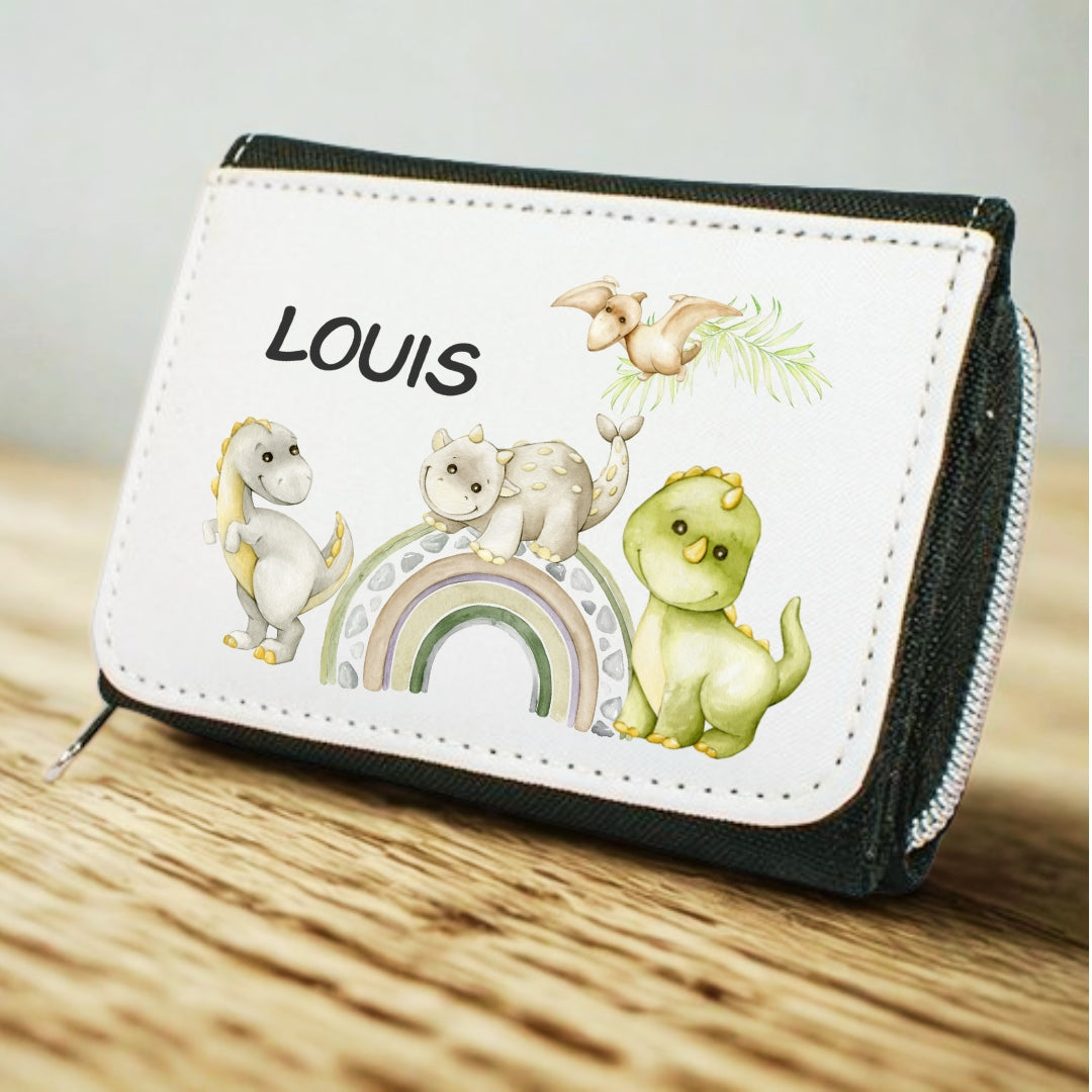 Kinder Geldbeutel Dino personalisiert mit Namen – Portemonnaie Jungen