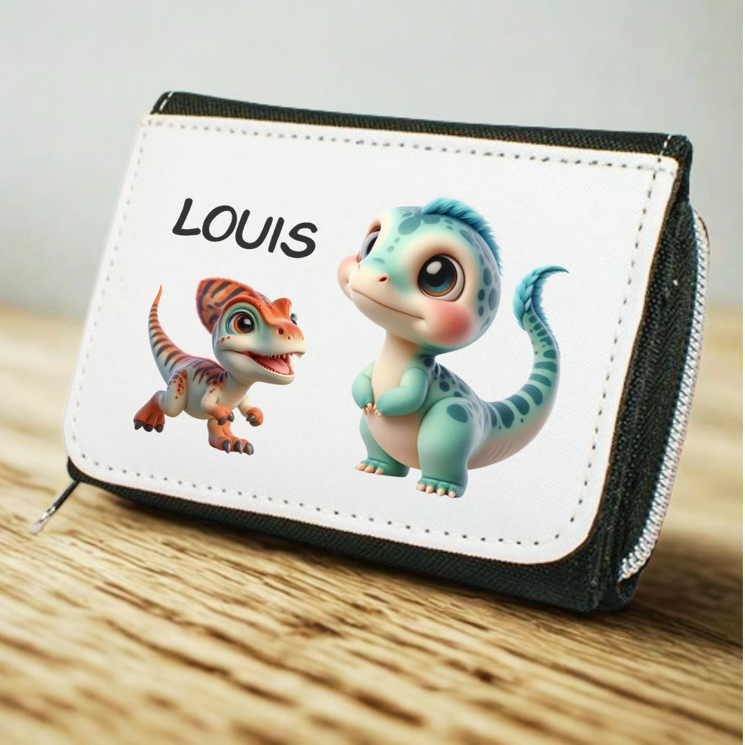 Kinder Geldbeutel Dino personalisiert mit Namen – Portemonnaie Jungen