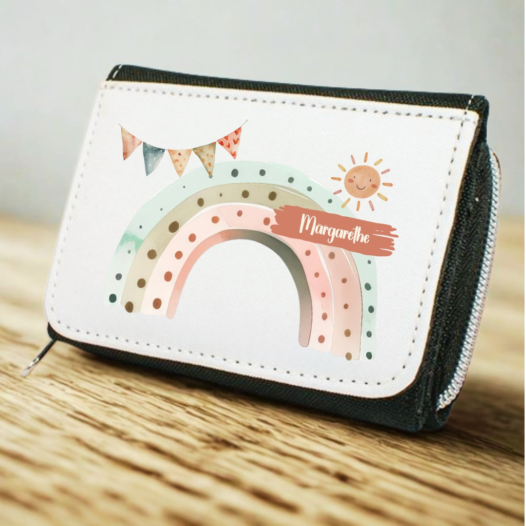 Kinder Geldbeutel Regenbogen personalisiert mit Namen – Portemonnaie Mädchen