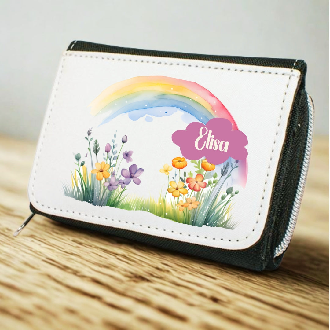 Kinder Geldbeutel Regenbogen personalisiert mit Namen – Portemonnaie Mädchen